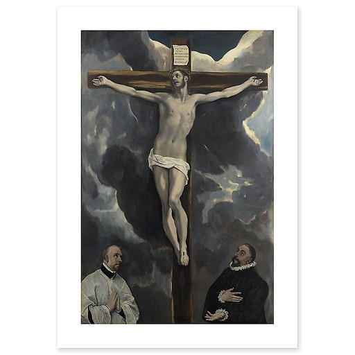 Le Christ en croix adoré par deux donateurs (affiches d'art)