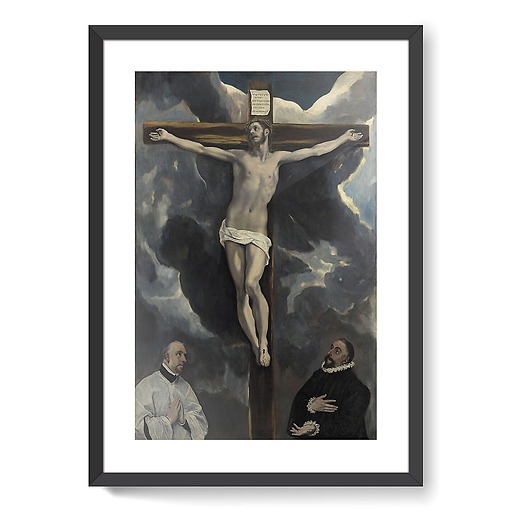 Le Christ en croix adoré par deux donateurs (affiches d'art encadrées)