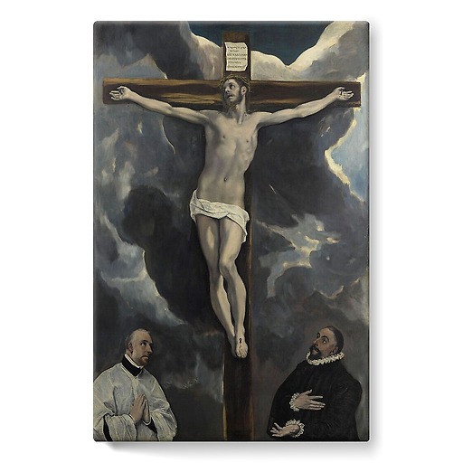 Christ on the Cross worshipped by two donors (stretched canvas)