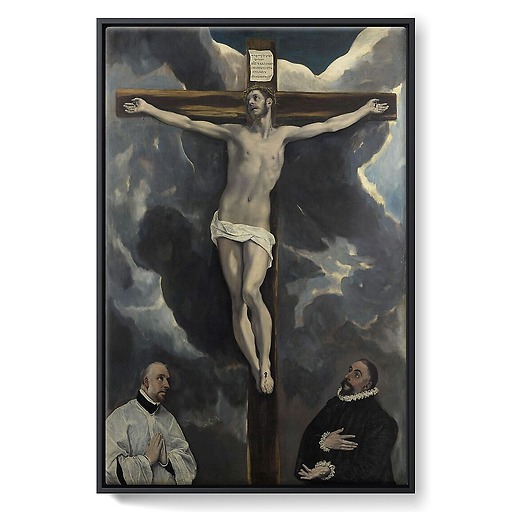 Christ on the Cross worshipped by two donors (framed canvas)