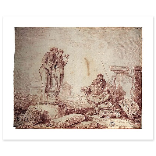 Hubert Robert by himself drawing (canvas without frame)