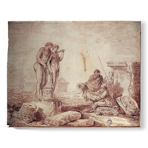 Hubert Robert by himself drawing (stretched canvas)