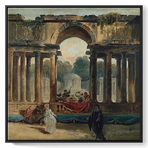 Dance and concert in a park (framed canvas)