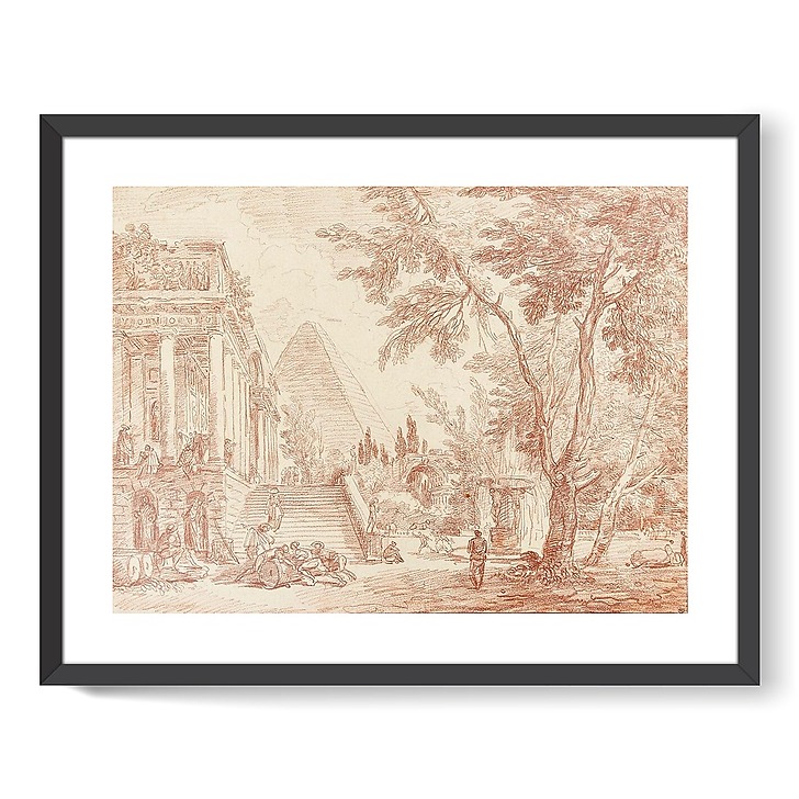 Palais et fontaine dans un parc (affiches d'art encadrées)