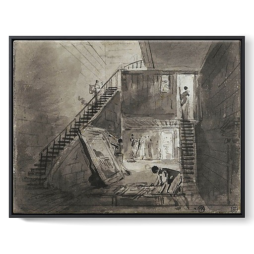 Entrance to Hubert Robert's studio at the Louvre (framed canvas)