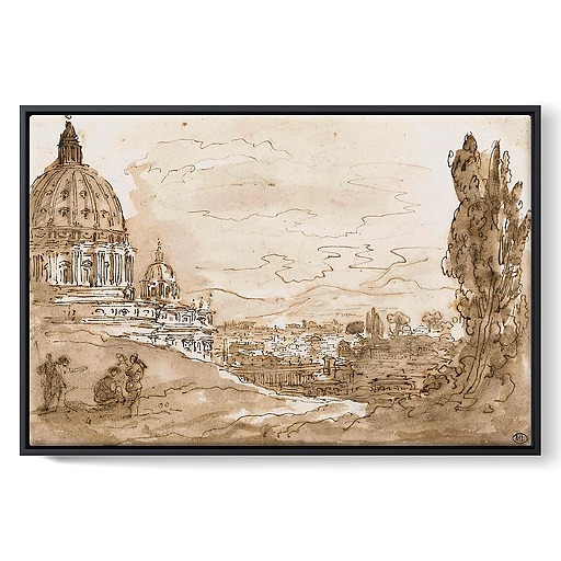 The dome of St. Peter's in Rome, seen from the Janiculum (framed canvas)