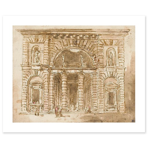 Palace facade with monumental portal (canvas without frame)