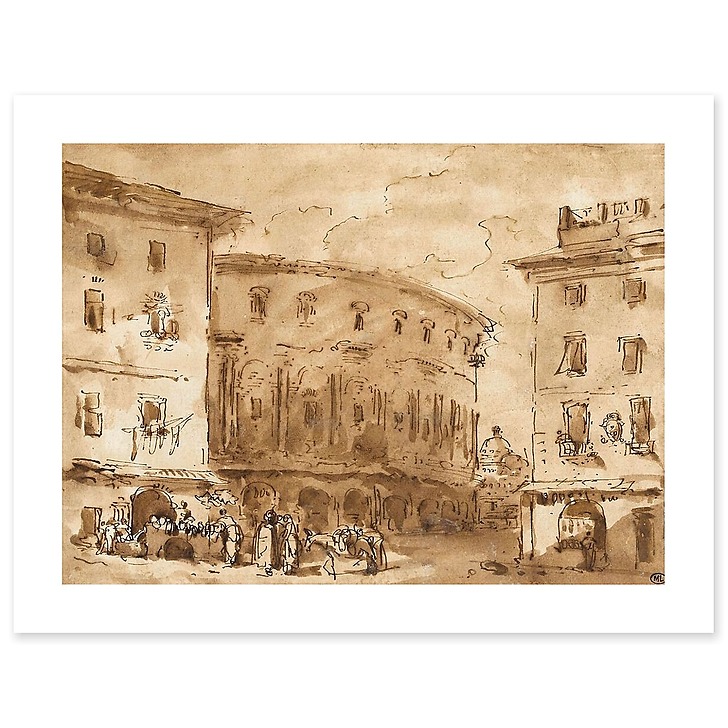 Theater of Marcellus, seen from Piazza Montanara (canvas without frame)