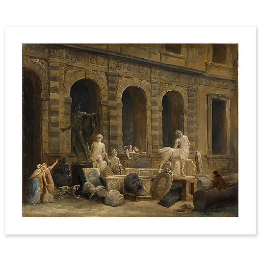 Le Dessinateur d'antiques devant la Petite galerie du Louvre (affiches d'art)