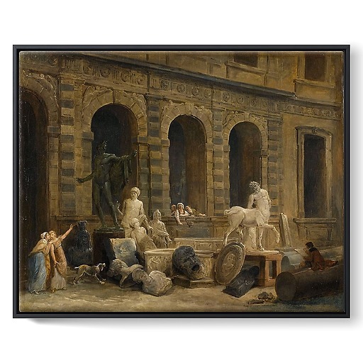 Le Dessinateur d'antiques devant la Petite galerie du Louvre (toiles encadrées)