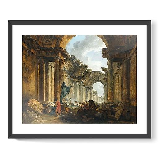 Vue imaginaire de la grande galerie du Louvre en ruines (affiches d'art encadrées)