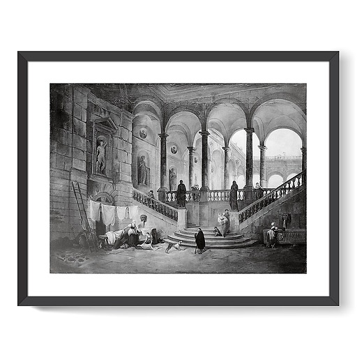 Large staircase of a palace with washerwomen (framed art prints)