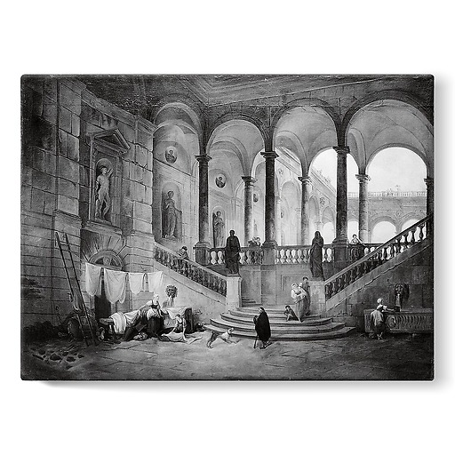Large staircase of a palace with washerwomen (stretched canvas)
