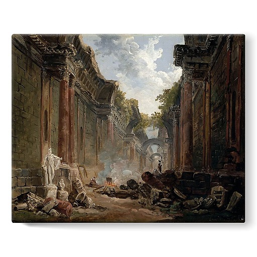 Imaginary view of the Great Gallery of the Louvre in ruins (stretched canvas)