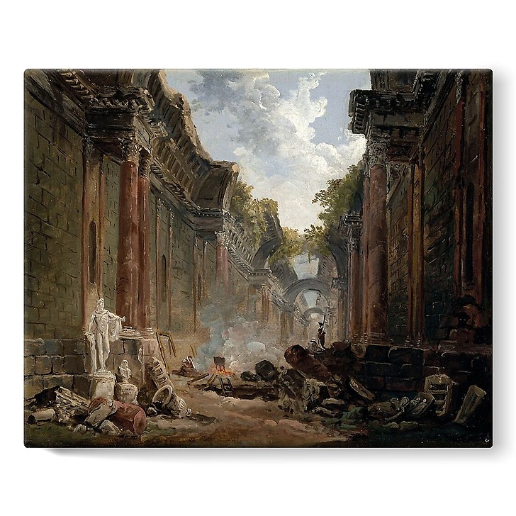 Imaginary view of the Great Gallery of the Louvre in ruins (stretched canvas)