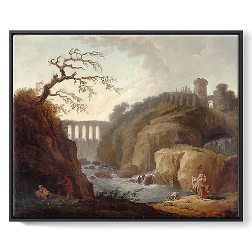 Landscape with aqueduct and stream (framed canvas)