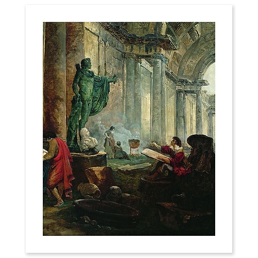 Vue imaginaire de la grande galerie du Louvre en ruines (affiches d'art)