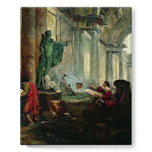 Imaginary view of the great gallery of the Louvre in ruins (stretched canvas)