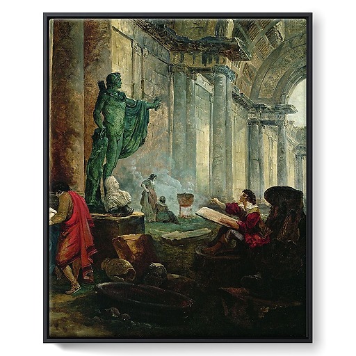 Vue imaginaire de la grande galerie du Louvre en ruines (toiles encadrées)
