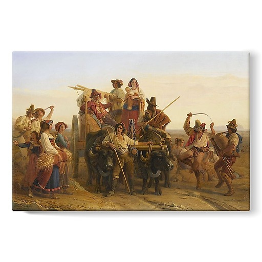 L'Arrivée des Moissonneurs dans les marais Pontins (stretched canvas)