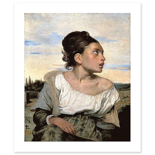 Young orphan girl at the cemetery (art prints)
