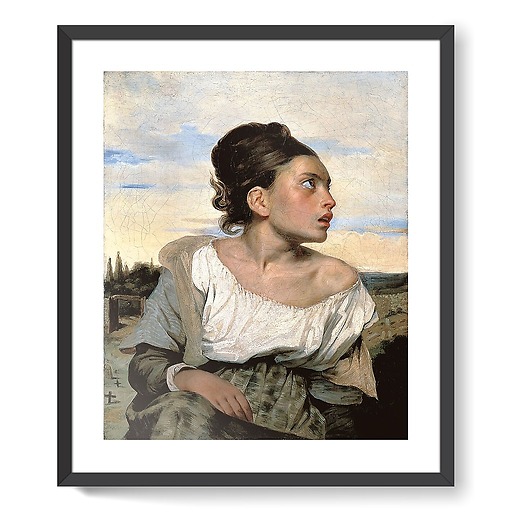 Young orphan girl at the cemetery (framed art prints)