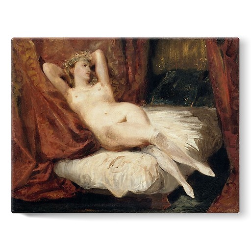 Naked woman, lying on a couch, also known as The Woman with White Stockings (stretched canvas)