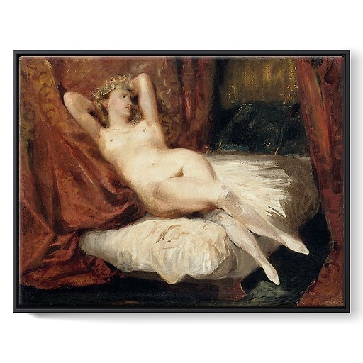 Naked woman, lying on a couch, also known as The Woman with White Stockings (framed canvas)