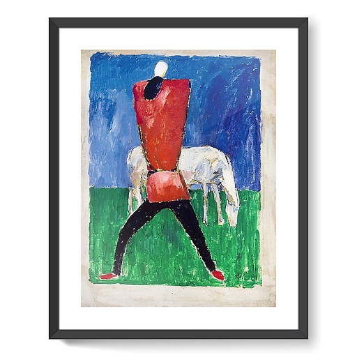 Homme et cheval (affiches d'art encadrées)