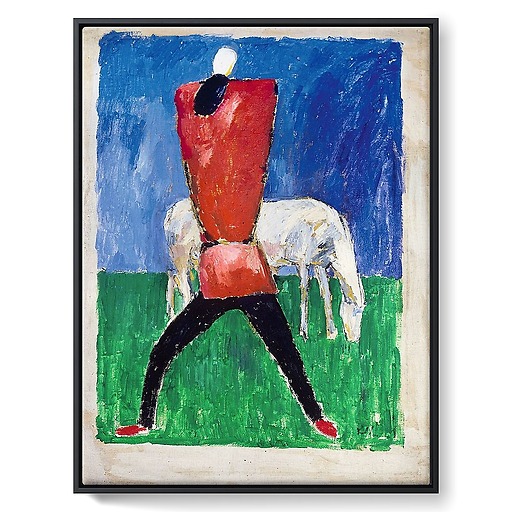Homme et cheval (framed canvas)