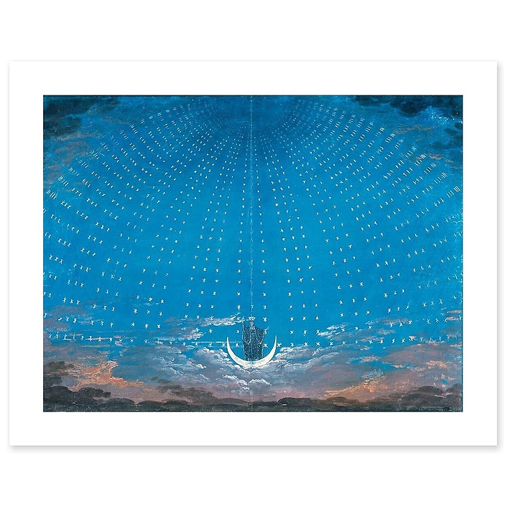 Projet de décor de scène : La Flûte enchantée (1er acte), la voûte etoilée de la reine de la nuit (art prints)