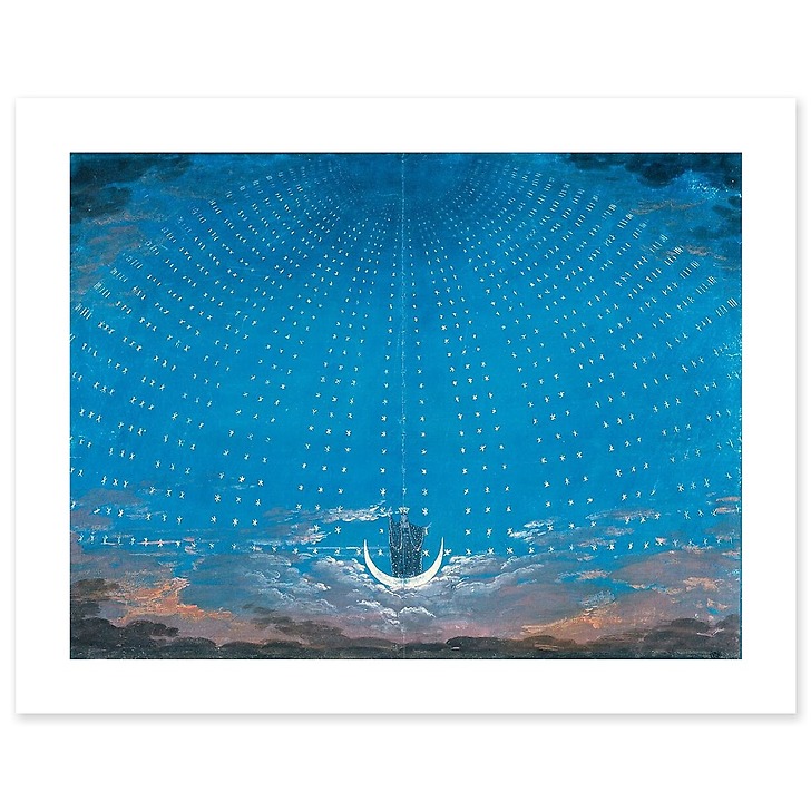 Projet de décor de scène : La Flûte enchantée (1er acte), la voûte etoilée de la reine de la nuit (affiches d'art)