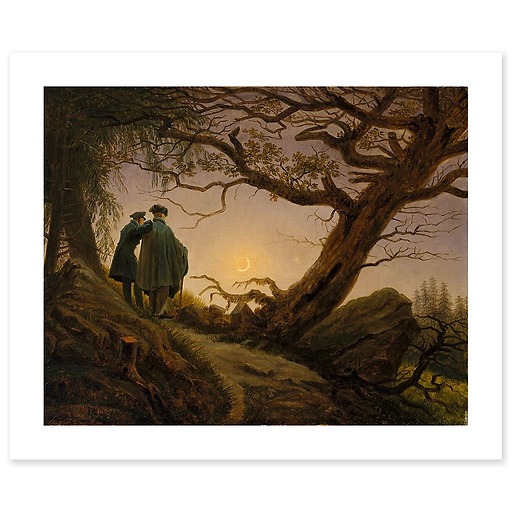 Deux hommes contemplant la Lune (affiches d'art)