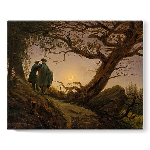 Deux hommes contemplant la Lune (stretched canvas)