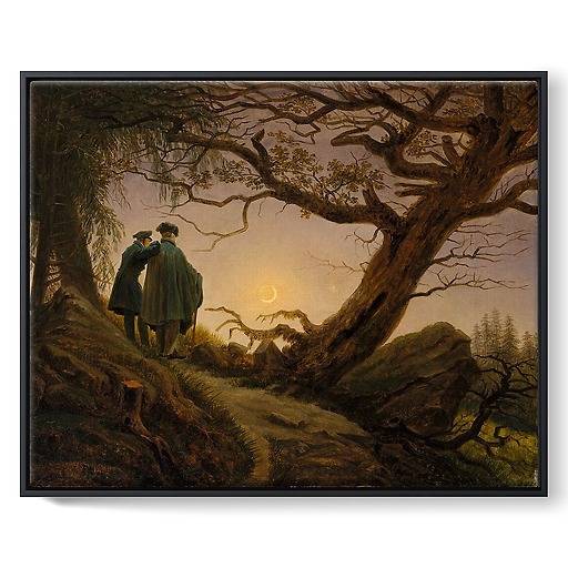 Deux hommes contemplant la Lune (framed canvas)