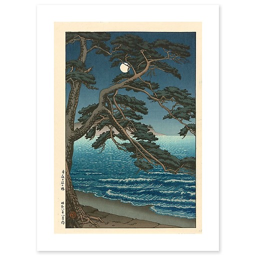 Pleine lune sur la plage d'Enoshima (art prints)