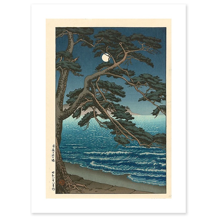 Pleine lune sur la plage d'Enoshima (art prints)
