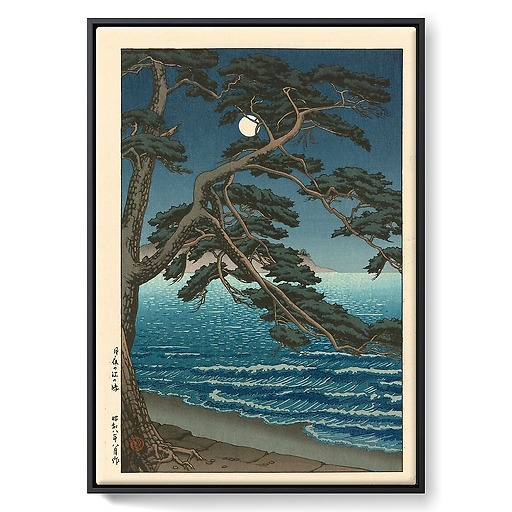 Pleine lune sur la plage d'Enoshima (framed canvas)