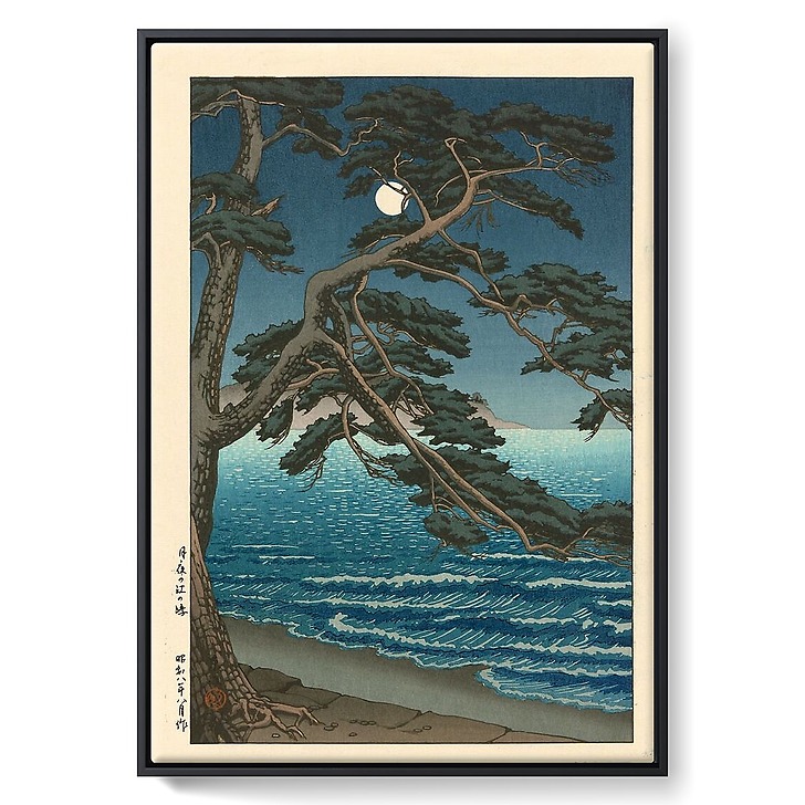 Pleine lune sur la plage d'Enoshima (framed canvas)