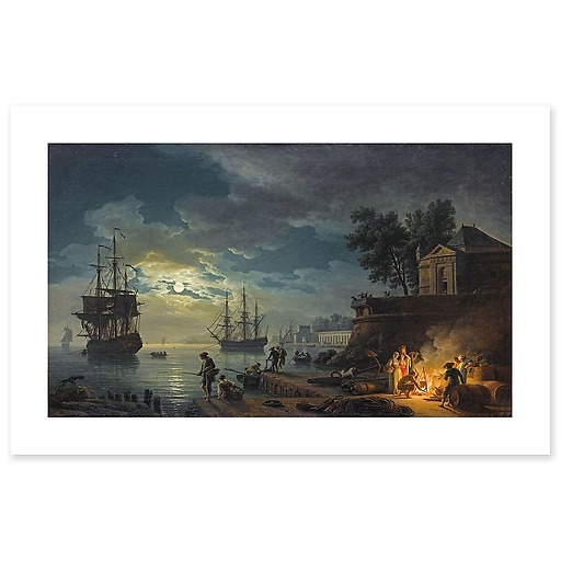 La nuit ; un port de mer au clair de lune (art prints)