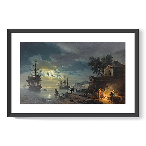 La nuit ; un port de mer au clair de lune (affiches d'art encadrées)
