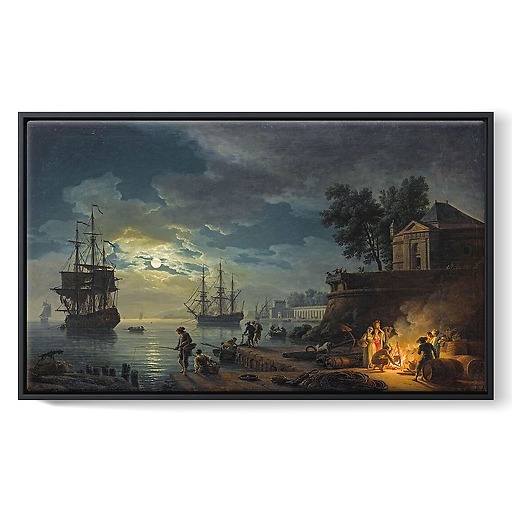 La nuit ; un port de mer au clair de lune (framed canvas)