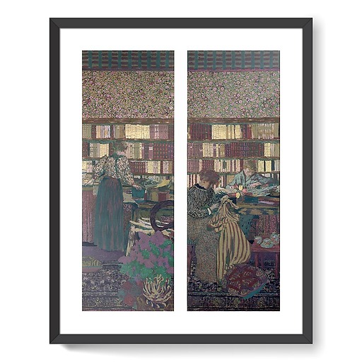 The library and the work table (framed art prints)