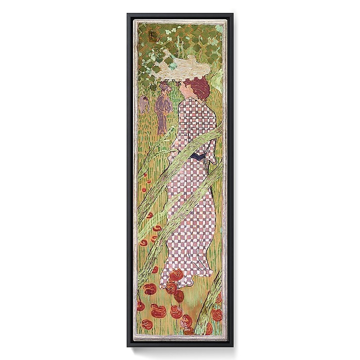 Women in the garden: Woman in a checkered dress (framed canvas)