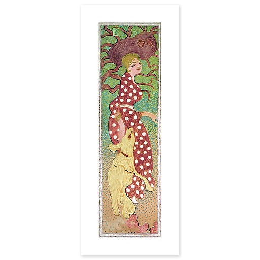 Women in the garden: Woman in a white polka dot dress (canvas without frame)