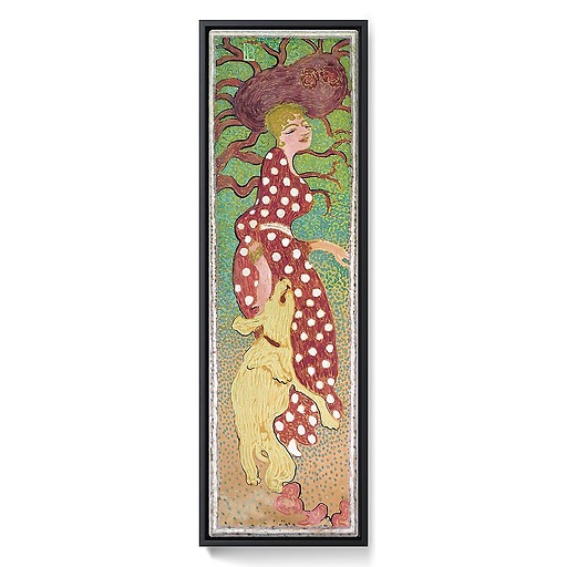 Women in the garden: Woman in a white polka dot dress (framed canvas)