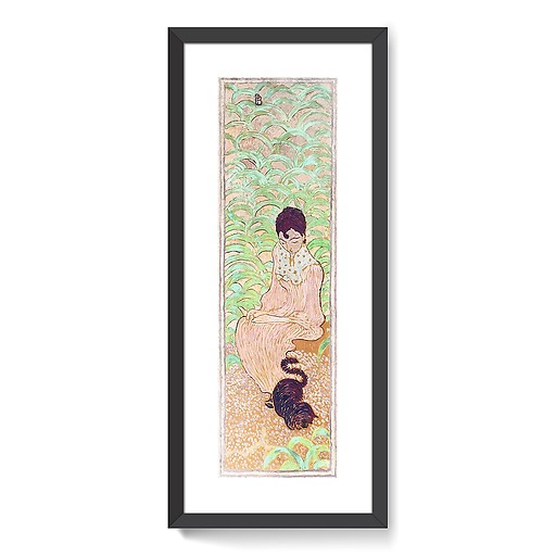 Woman sitting with a cat (framed art prints)