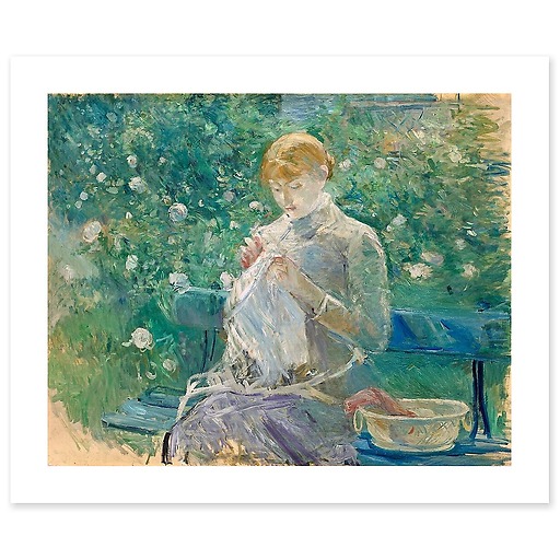 Cousant dans le jardin [Pasie cousant dans le jardin de Bougival] (détail) (canvas without frame)