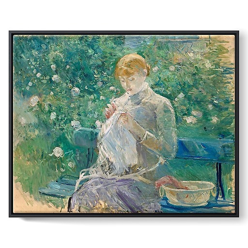 Cousant dans le jardin [Pasie cousant dans le jardin de Bougival] (détail) (framed canvas)