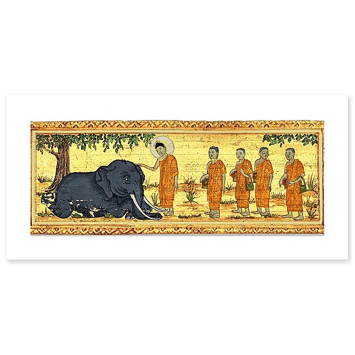 Miracle de l'éléphant furieux à Rajagriha (détail) (canvas without frame)